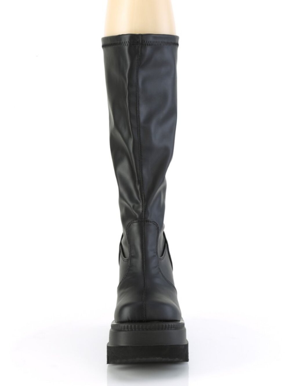 Stretch Wide Calf Knee High Boots with Back Metal Zip Closure